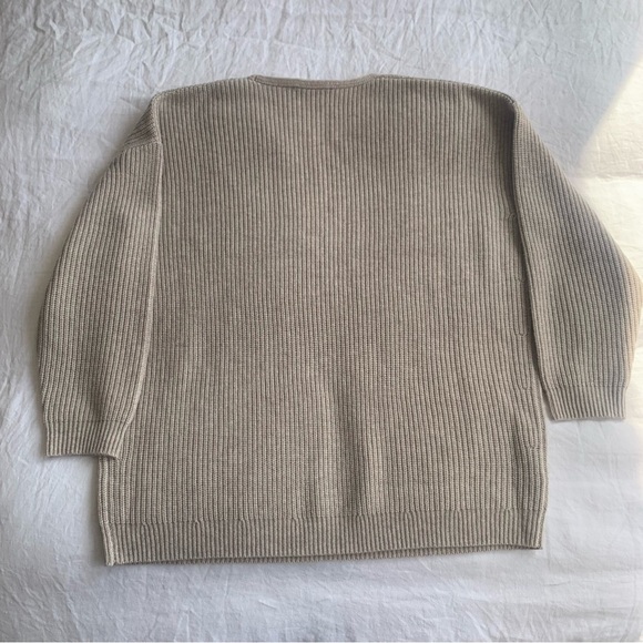Jenni Kayne Cabin Wool Cashmere V Neck Oversized Knit Sweater Pullover Oatmeal - Picture 10 of 12